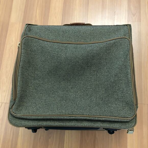 HARTMANN Vtg Tweed Leather Rolling Carry On Luggage Garment Bag Suitcase 24x22 - Picture 10 of 16